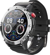 WizBay Premium Select™ Smartwatch 1.32inch HD TFT - Bluetooth Call - Magnetic Laden - Dynamic Hart Monitor - Voice Assist - O2 en Bloeddrukmeter - Multiple 100+ Sport Modi - Slaap Monitor - Message - Allu Mat Zilver Case - TPU Zwarte Band