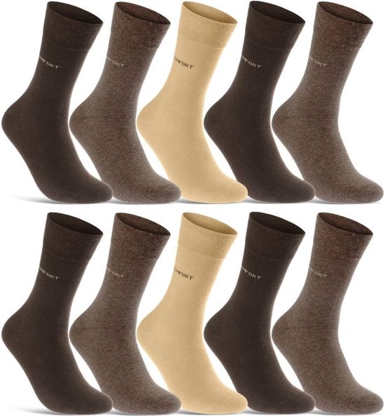 12 paar | Bruin en beige diabetes sokken | zonder knellende boord