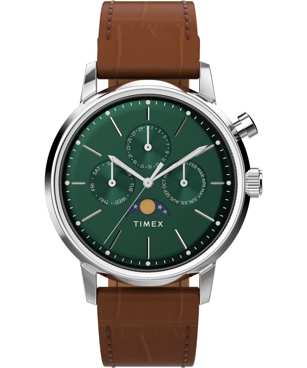 Timex Marlin Moonphase TW2W51000 Horloge - Leer - Bruin - Ø 40 mm