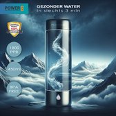 Power-8® H2 Hydro 430ml waterfles met PEM membram titanium core - glas - Hydrogen water - Waterstof Generator - waterflessen - H2 + Hydrogeen - Draagbare Drinkfles - Elektrische Waterfilter Fles - hydrogen generator - afslanken - gezondheid