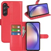 Coque Samsung Galaxy A55 - MobyDefend Étui portefeuille en similicuir (fermeture avant) - Rouge - Étui de téléphone portable - Étui de téléphone adapté pour Samsung Galaxy A55