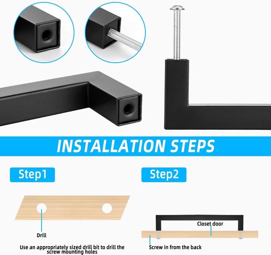 Foto: 12 stuks meubelgrepen zwart 128 mm gatafstand keukengrepen vierkante handgrepen kastgrepen met schroeven en installatiegereedschap meubelgrepen zwart voor keukens laden kasten 