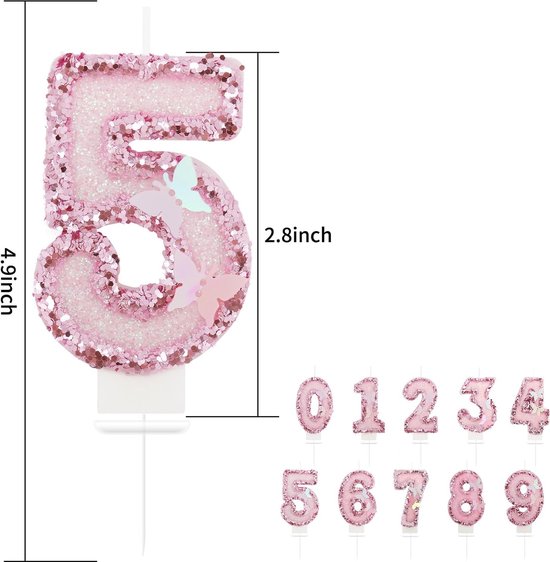 Verjaardagskaarsen, 16 jaar, getal 16, glitterkaars, vlinder, verjaardagskaars, paars, verjaardagstaart, decoratie voor vrouwen en meisjes