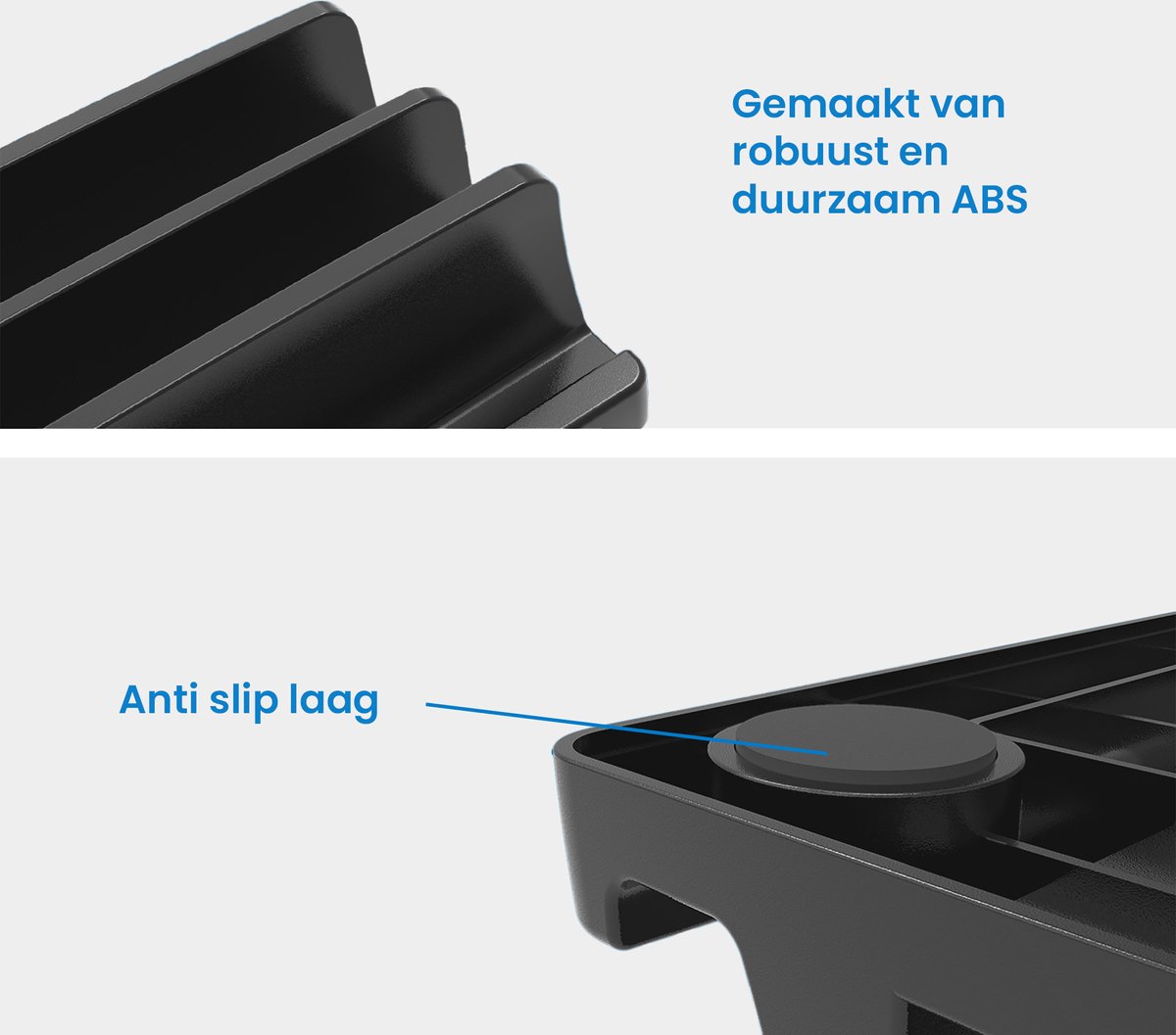 Laptop standaard verticaal XL zwart ABS universeel voor laptops, tablets, notebooks – stevige laptophouder YONO - Afbeelding 3