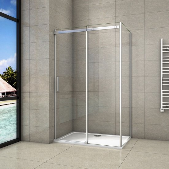 Douchecabine Schuifdeur: 140 cm + zijwand: 80 cm ,8mm NANO EasyClean veiligheidsglas