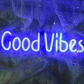 ZoeZo - Neon Wandlamp Good Vibes - Blauw - LED - Inclusief 2 ophanghaakjes - Neon Verlichting - Sfeerverlichting - Led lamp - Neonlicht - Neon lamp