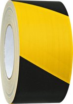 Markeringstape textiel - geel zwart - 25 meter breedte 50 mm rechtswijzend