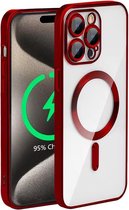TG Techgrip - Hoesje Geschikt voor iPhone 15 Pro Max Magsafe Compatible Rood - Back Cover Hoesje met ingebouwde 9H HD camera glas bescherming - Rood Hoes Geschikt voor iPhone 15Promax