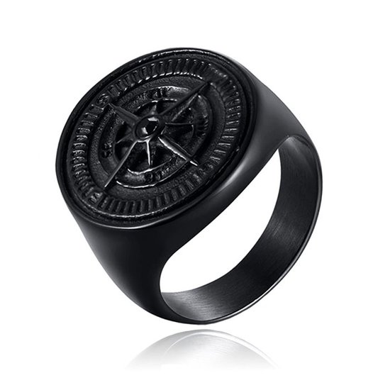 Ring voor Mannen van Mendes Jewelry - Compas Black-21.5mm