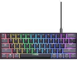 Trust GXT 867 Acira - Mechanisch Gaming toetsenbord - Mini - 60% - RGB Verlichting - PC/PS5 - Red Switches - Zwart