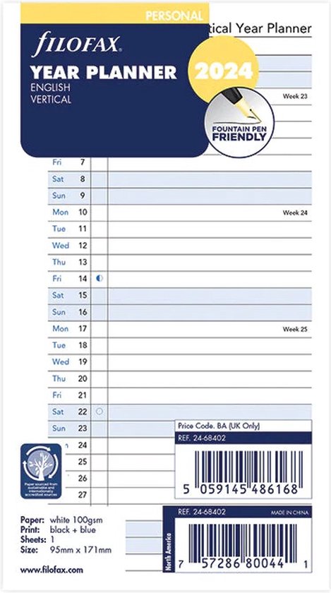 FILOFAX Jahresplaner 2027 für Organizer Personal | art form