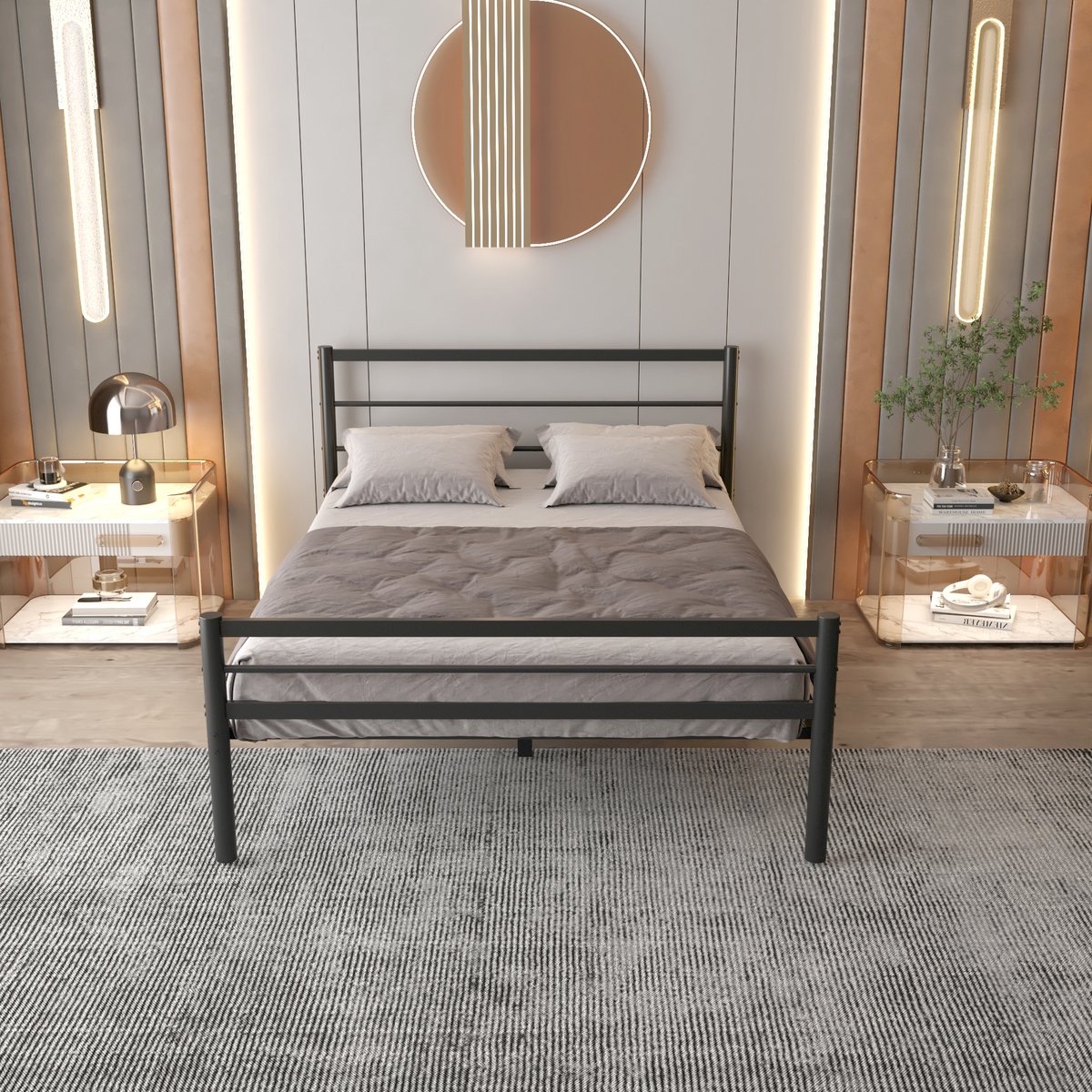 AirSleeperz® heavy duty metalen bedframe Sara - Kleur zwart - Afmeting 140x200 cm - Voor 2 personen - Draagkracht 600 kg