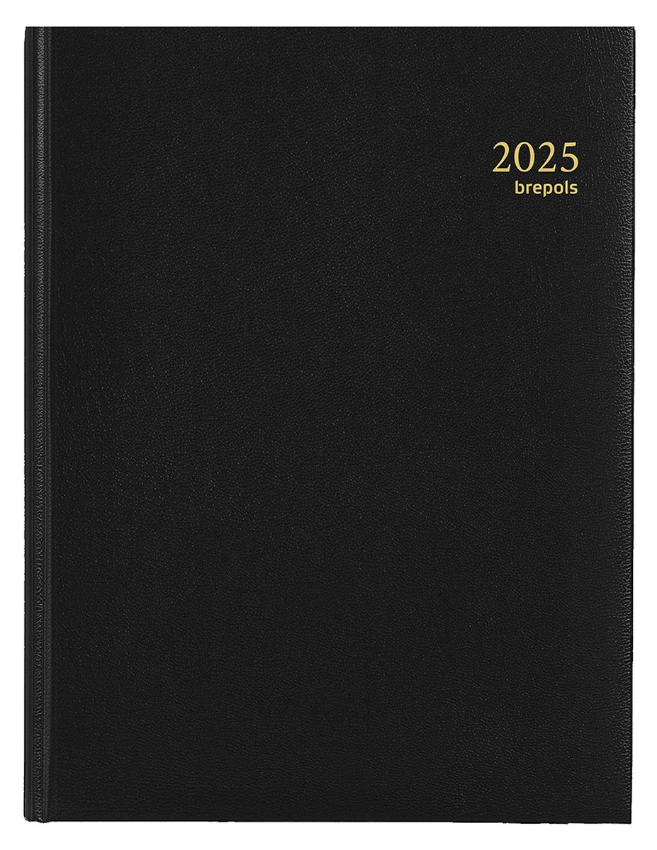 Brepols Bureau-agenda 2025 - TIMING - Lima - Weekoverzicht - 1w/2p - Zwart - 17.2 x 22 cm