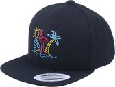 Hatstore- Neon Summer Beach Flamingo Black Snapback - Iconic Cap
