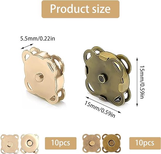 Magnetische messing sluiting 18x6 mm Goudkleurig - De