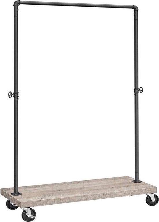 Rootz Kledingrek - Kledingrek - Kledingrek - Waterpijp Design - Vrijstaand Kledingrek - Wandgemonteerd Kledingrek - Metalen Kledingrek - Spaanplaat - Staal - Vintage Bruin-zwart - 103,5 x 40 x 162 cm (L x B x H)