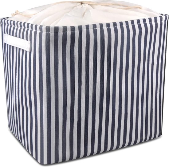 Wasmand Opvouwbare Wasmand Grote Vrijstaande Wasmand Met Verlengde Handgrepen Waterdichte Vierkante Kubus Voor Kleding Speelgoed Grijze Stri