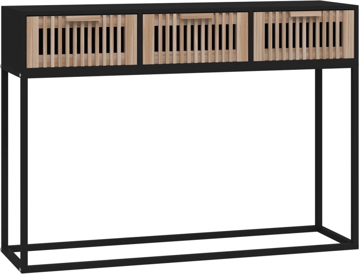 vidaXL Wandtafel - 105x30x75 - cm - bewerkt - hout - en - ijzer - zwart