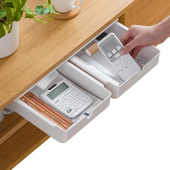 Novent La-organizer onder het bureau, uittrekbare schuifladen, transparant, stansvrije uittrekbare laden onder het bureau, voor ondergoed klas
