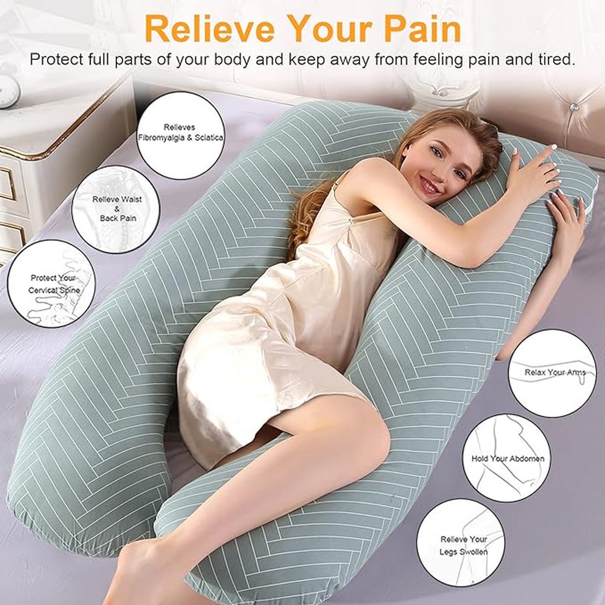 Goedkoopste Borstvoedingskussen,zijslaapkussen, Katoen -pregnancy pillow, support pillow 70 145cm - U Shape