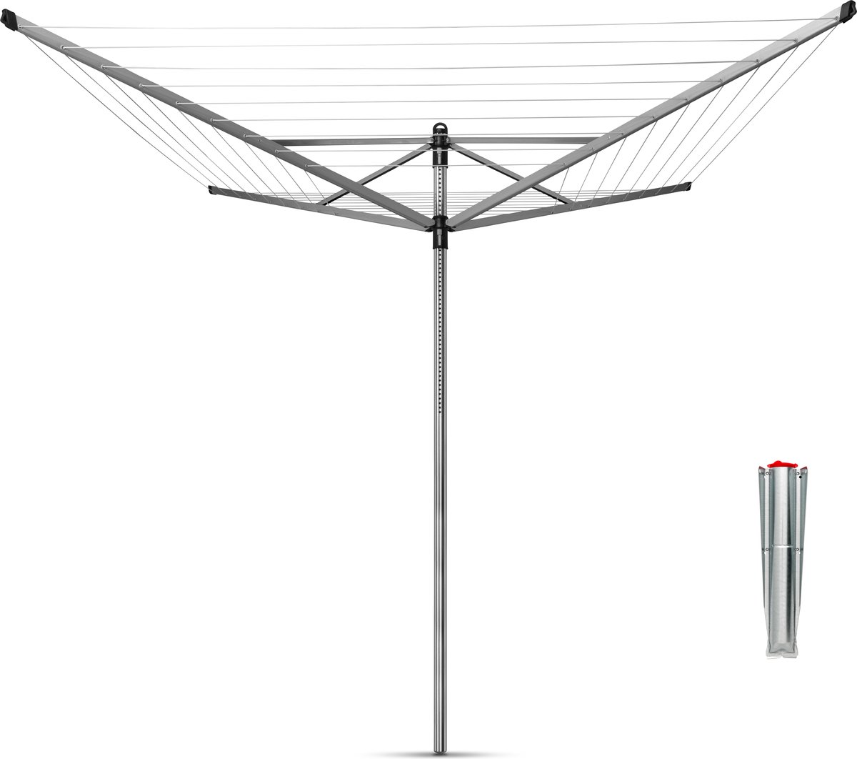 Brabantia Lift-O-Matic Droogmolen met Grondanker - 50 m - Zilvergrijs