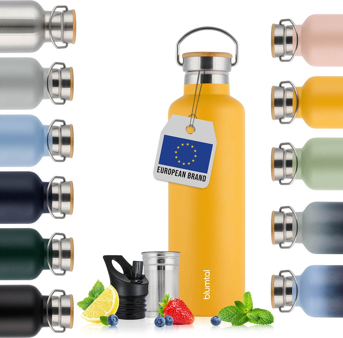 Blumtal Thermosfles 500 ml - Dubbelwandige Thermosfles - Drinkfles - BPA Vrij - Theefles - Thermos - Geel