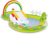 QProductz Kinderzwembad met Glijbaan - Kinderzwembad Buitentuin Thema - Speelzwembad met Speelelementen - 290 x 180 x 104cm