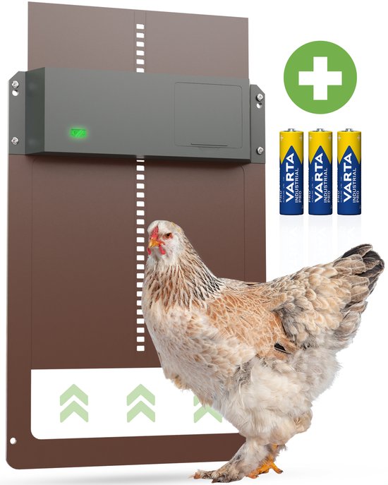 FAVE® kippenluik automatisch – Automatische kippendeur – Hokopener voor kippen – Chickenguard – Kippenhok deur – Kippenluikje op batterijen - Inclusief batterijen