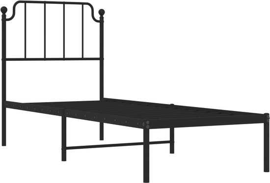 Bedframe met hoofdbord metaal zwart 80x200 cm | -nl