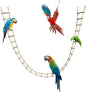 Vogelladderbrugspeelgoed, houten klimspeelgoed voor kleine dieren, vogelkooiaccessoires voor vogels papegaaien kaketoes pioenrozen Afrikaanse grijze ara's parkieten hamsters ratten (28 stuks ladder) (157 cm)