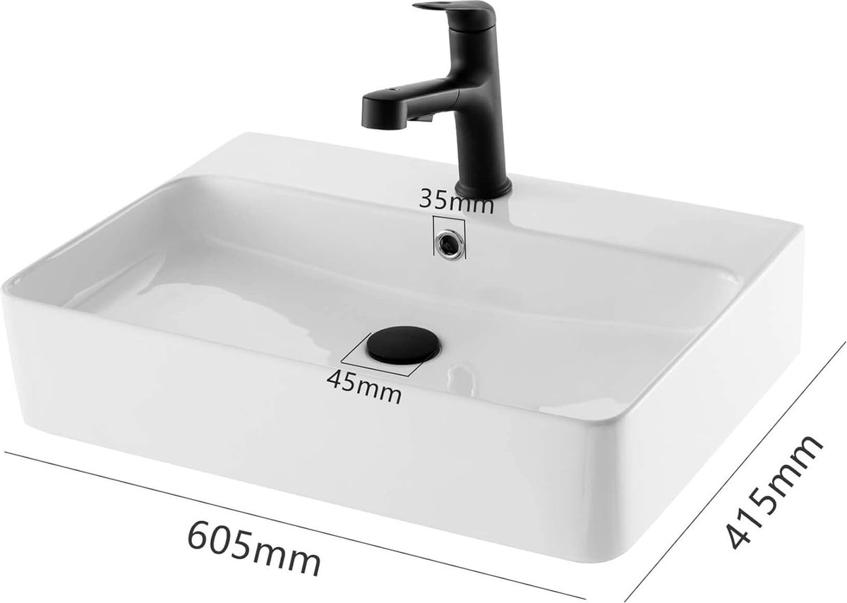 Schwänlein Wastafel, wit, opzetwastafel, wandwastafel (60 cm in vierkant Schwänlein Wastafel, wit, opzetwastafel, wandwastafel (60 cm in vierkant