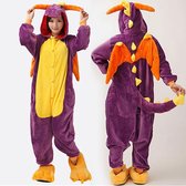 Paarse draak onesie maat M - Dieren – Verkleedkleren Volwassenen - vrouwen – mannen – kinderen - Huispak