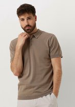 PURE PATH Knit Polo With Chestprint Polo's & T-shirts Heren - Polo shirt - Taupe - Maat XS