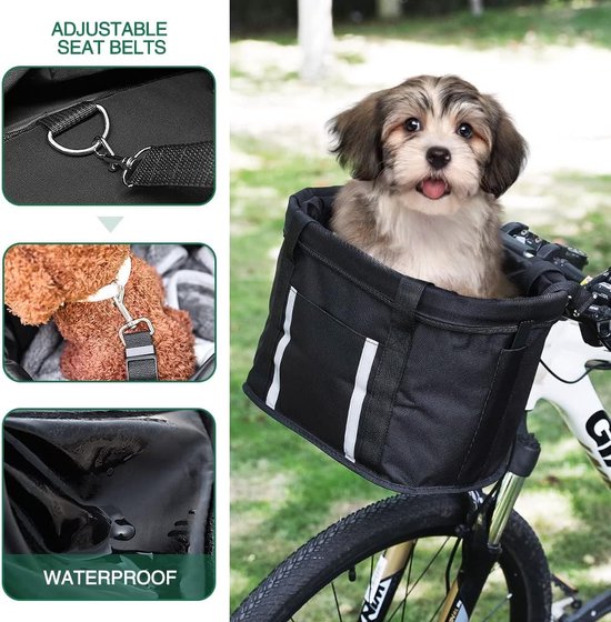 Panier Vélo Pliable Avant Avec Adaptateur - Sac Guidon Amovible Pour Chien, Courses Et Pique-Nique