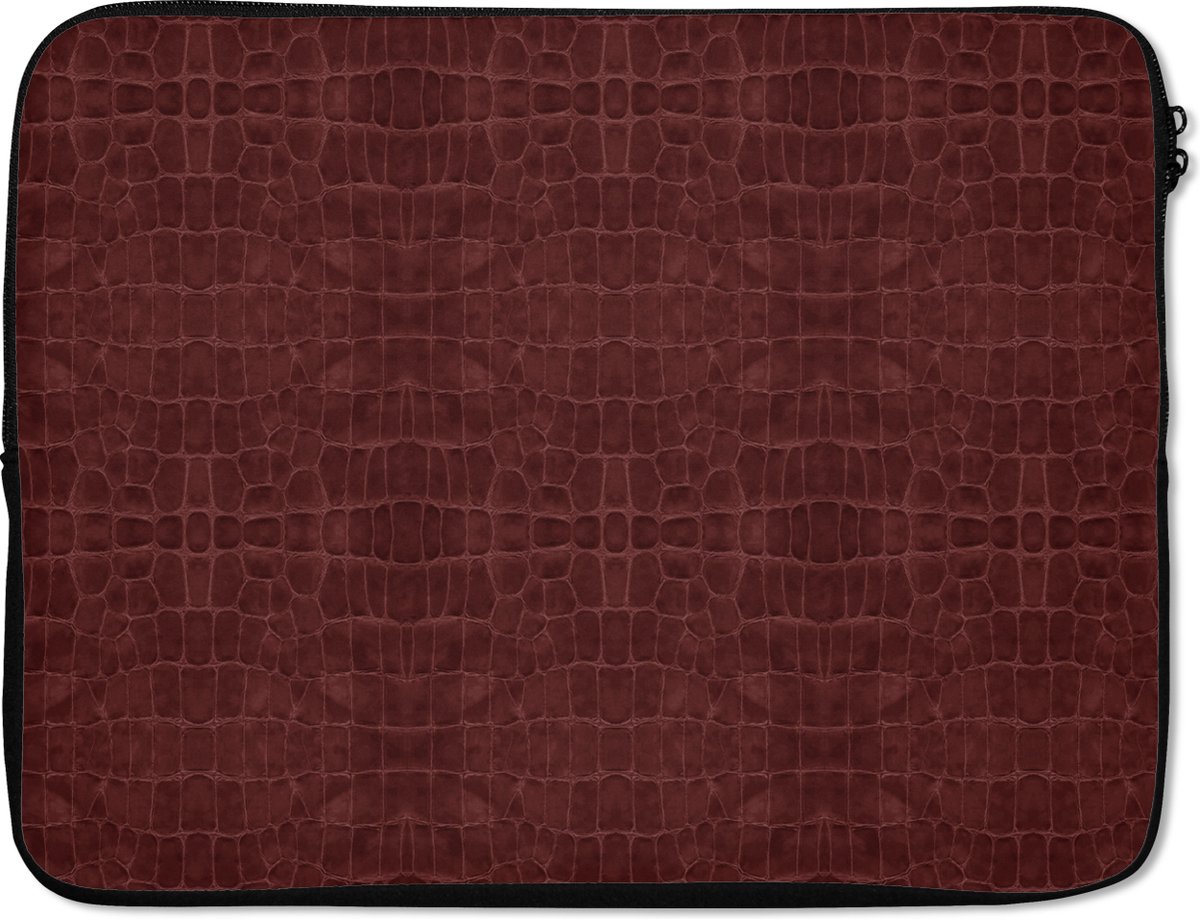 Laptophoes 17 inch - Inductie beschermer - Leer - Structuur - Dierenhuid - Laptop sleeve - Binnenmaat 41x28 cm - Zwarte achterkant