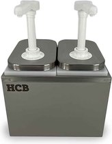 HCB® - Professionele Horeca Sauspomp - 2 x 2 liter - RVS / INOX sausdispenser - Dispenser - 24x20x21 cm (BxDxH) - 1.7 kg