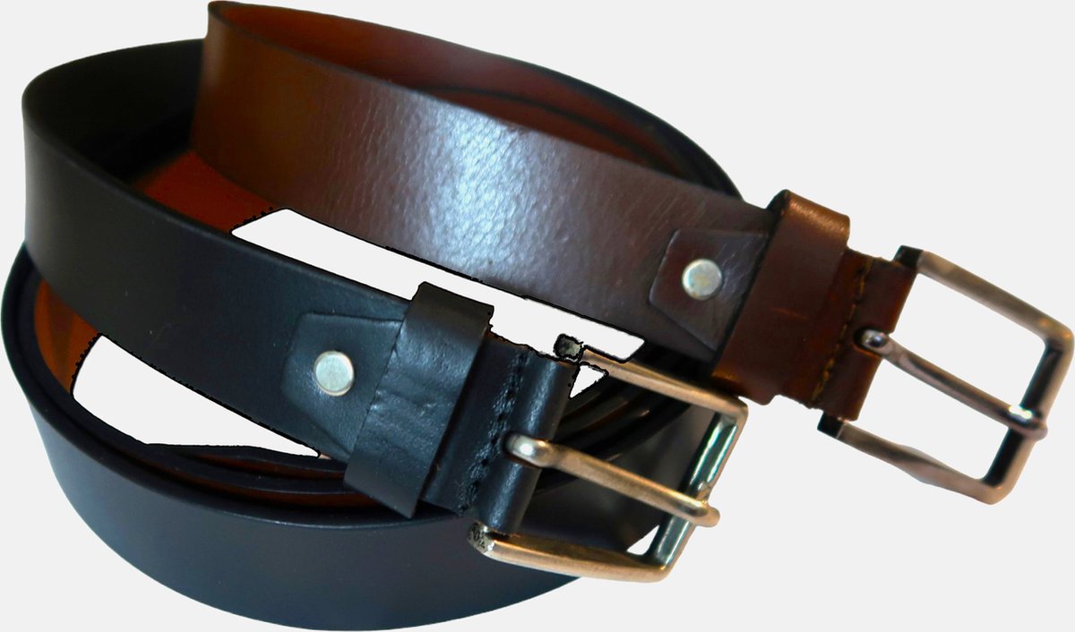 2 pack ShelliManie Herenriem Leer Heren Riem Lederen voor Pakken Business Formele, Pantalon & Jeans Broekriem, Echte leren herenriem -zwart en Bruin | Totale lengte 110 cm