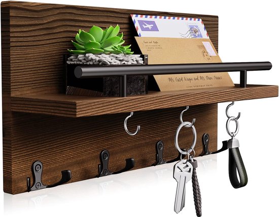 WOODS Wooden Key Rack, 40 cm, Handmade in Bavaria | Key Holder Oak - Modern Key Shelf as a Sign | Oak Key Chains | Wooden Key Rack with Shelf WOODS Wooden Key Rack, 40 cm, Handmade in Bavaria | Key Holder Oak - Modern Key Shelf as a Sign | Oak Key Chains | Wooden Key Rack with Shelf