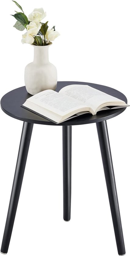 YOUDENOVA Bijzettafels van hout, ronde salontafel, diameter 42 x 52 cm, woonkamertafel, nachtkastje met dienblad, banktafel, bloemenstandaard, robuust, vintage bruin/zwart