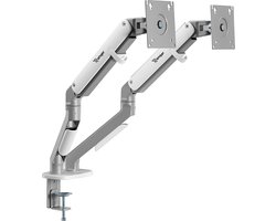 Ranqer Pro Dual Monitorbeugel - Monitorarm - 2 schermen - 17 tot 32 inch schermen - VESA-montage - kantel- en draaibaar - wit