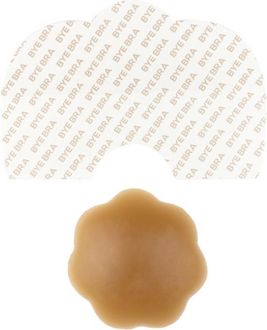 Bye Bra - Breast Lift Tape + Silicone Nipple Covers Brown D-F