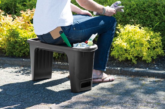 Nature - Tuinkruk 2-in-1 - Tuinzit/-knielkruk - tuin werkbank - Antraciet - H34 x 66 x 25cm van Nature — afbeelding 3