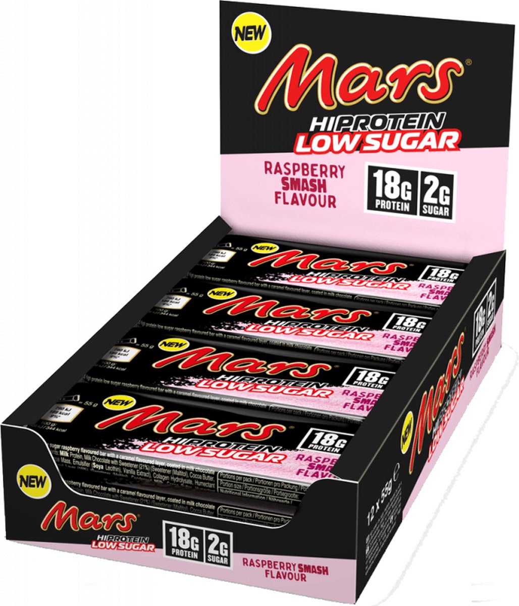 Goedkoopste Mars Low Sugar High Protein Bar 12 repen Raspberry Smash Flavour