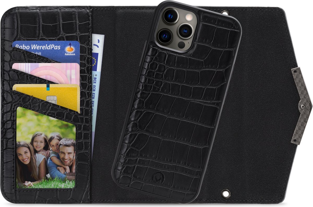 iPhone 12 Pro Max Clutch Case hoesje - Mobilize - Croco Zwart - Kunstleer