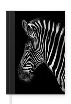 Notitieboek - Schrijfboek - Zebra - Wilde dieren - Zwart - Notitieboekje klein - A5 formaat - Schrijfblok