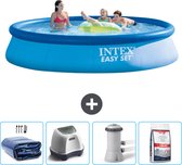 Intex Rond Opblaasbaar Easy Set Zwembad - 396 x 84 cm - Blauw - Inclusief Solarzeil - Zoutwatersysteem - Zwembadfilterpomp - Zwembadzout