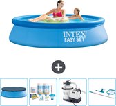 Intex Rond Opblaasbaar Easy Set Zwembad - 244 x 61 cm - Blauw - Inclusief Afdekzeil - Onderhoudspakket - Zwembadfilterpomp - Schoonmaakset