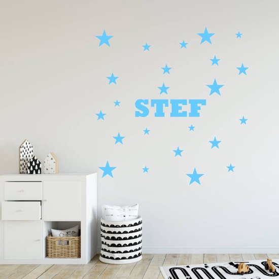 Muursticker Étoiles avec nom - Rose - 120 x 120 cm - bébé et crèche - bébé garçon et crèche - bébé bébé et crèche - Stickers bébé fille et crèche avec naam en néerlandais - Muursticker4Sale
