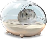 Bain pour hamster, boîte de bain pour hamster, bain pour hamster anti-poussière, bain pour hamster, baignoire pour hamster, lit transparent, cage, baignoire, accessoires de toilette (L 17 x 12 x 10,5 cm)