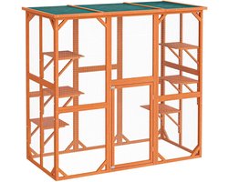 MKSS® Kattenbench met Etages en Ligbankjes - Kattenkooi - Kattenren - Kattenhuis - Hout - XXL - Bruin